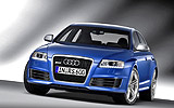 Audi RS6. Modelo 2009. Imagen. Berlina. Frontal-lateral. Estudio. Azul estrato efecto perla.
