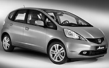 Honda Jazz. Modelo 2009. Imagen. Lateral- frontal. Coche parado. Estudio. Gris.