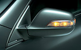 Honda Legend. Modelo 2009. Imagen. Detalle retrovisor izquierdo. Estudio. Gris oscuro.