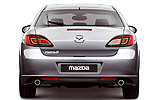 Mazda6. Modelo 2008. 5 puertas. Imagen. Posterior. Lateral. Coche parado. Estudio. Color Galaxy Gray.