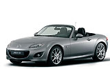 Mazda MX-5. Modelo 2009. Imagen. Frontal- lateral. Parado. Descapotado. Estudio. Gris