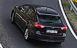 Mitsubishi Lancer Sportback. Modelo 2009. Imagen exterior. Posterior cenital. Movimiento. Carretera. Negro