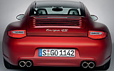 Porsche 911 Targa. Modelo 2009. Imagen. Posterior. Coche parado. Estudio. Rojo rub� metalizado.