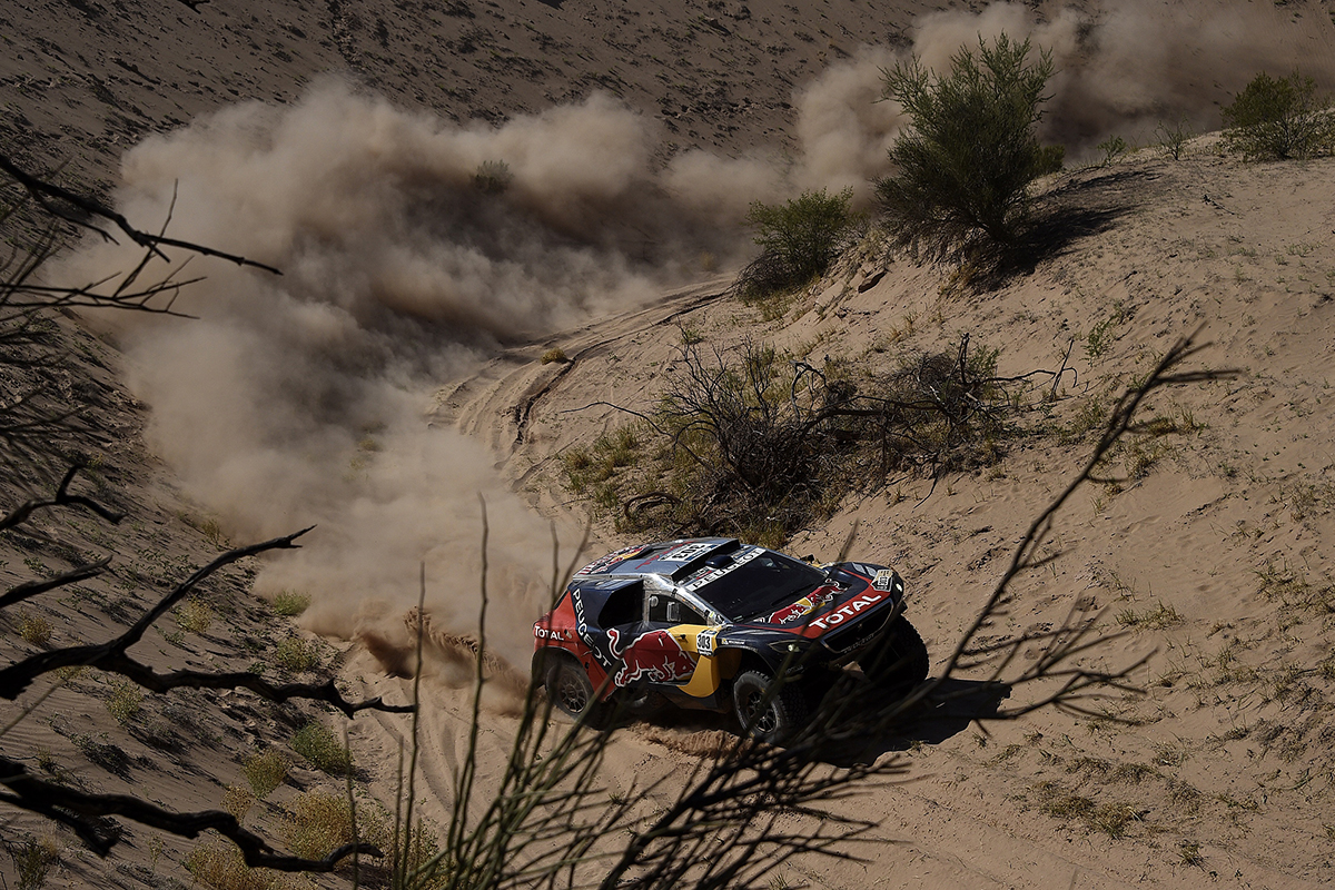 Carlos Sainz (ESP) from Team Peugeot Total performs during stage 09 of Rally Dakar 2016 around Belen, Argentina on January 12, 2016 // DPPI / Red Bull Content Pool // P-20160112-00126 // Usage for editorial use only // Please go to www.redbullcontentpool.com for further information. //